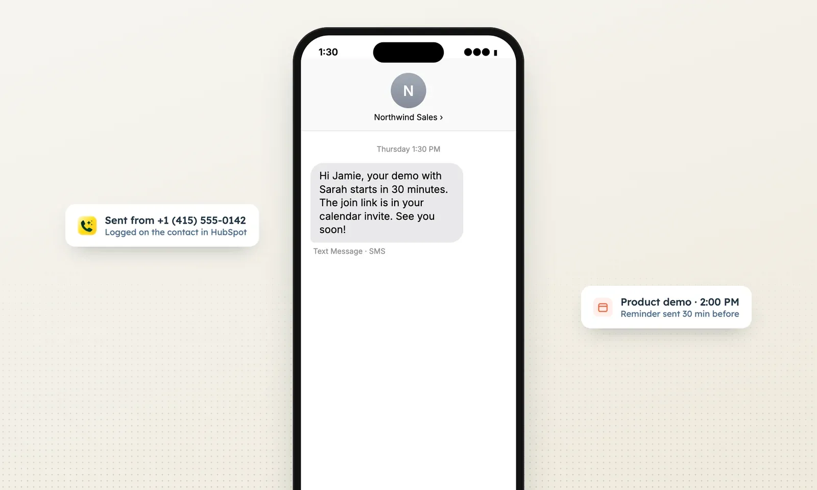What the contact gets, half an hour before the call.