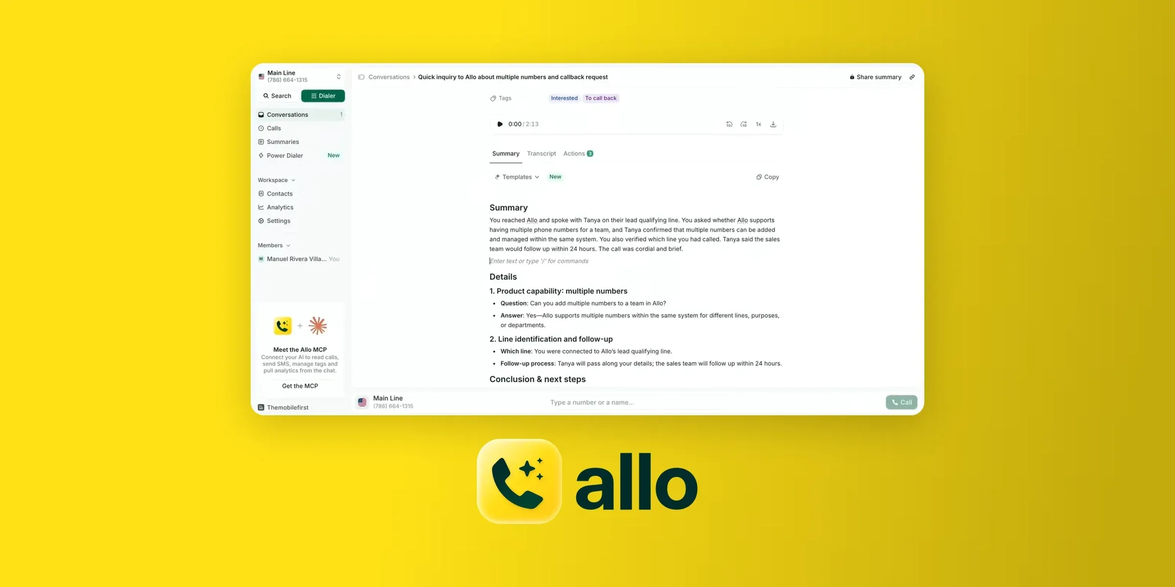 Allo virtual phone system