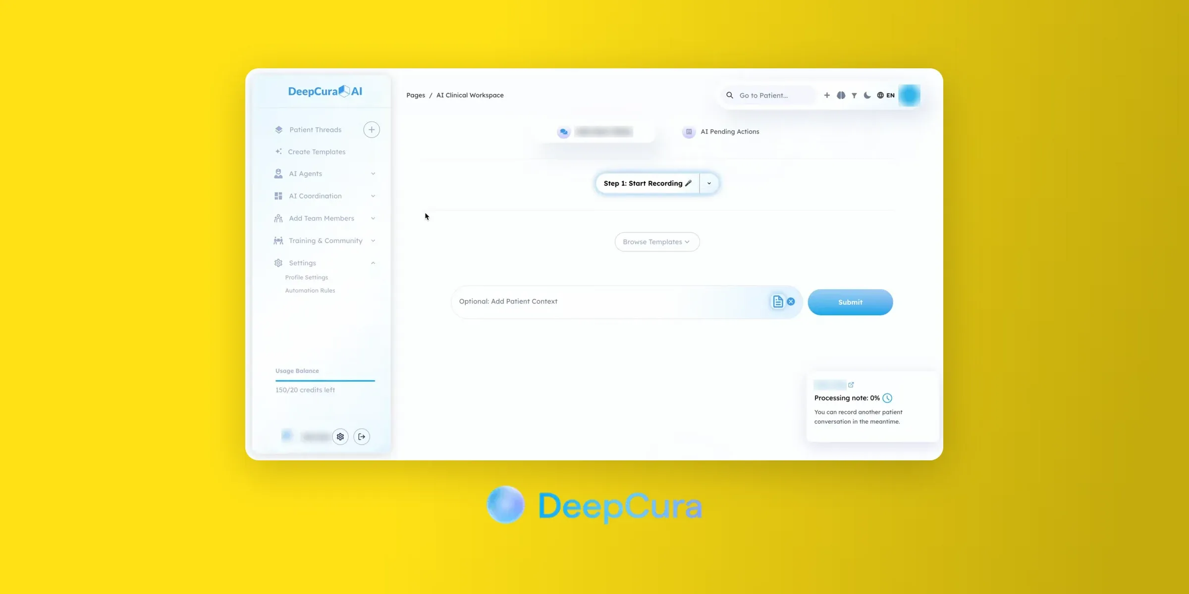 DeepCura platform screenshot