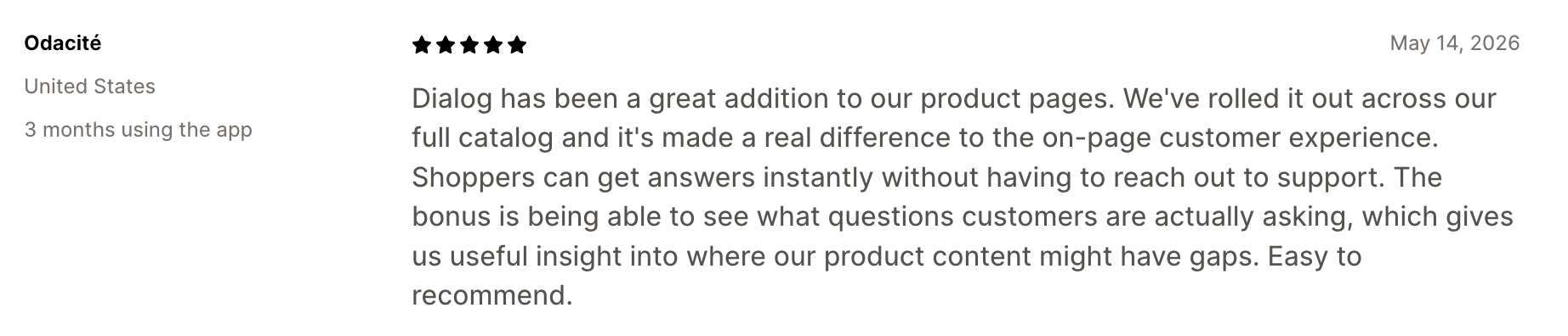 A review of Dialog on the Shopify App Store