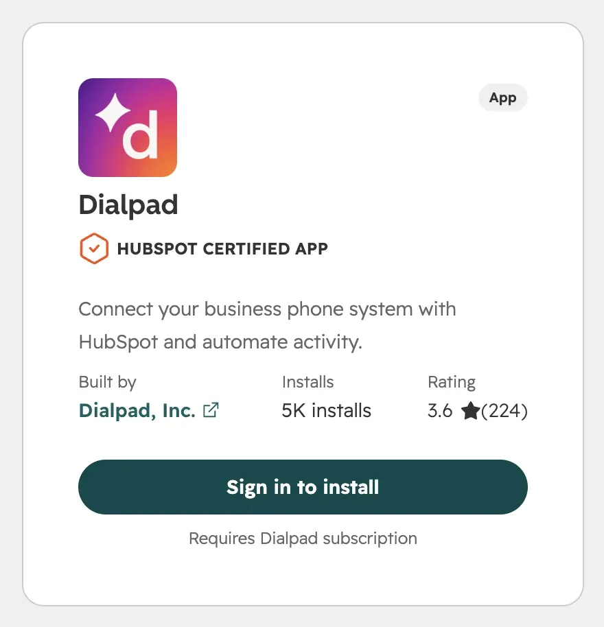 Dialpad Hubspot rating