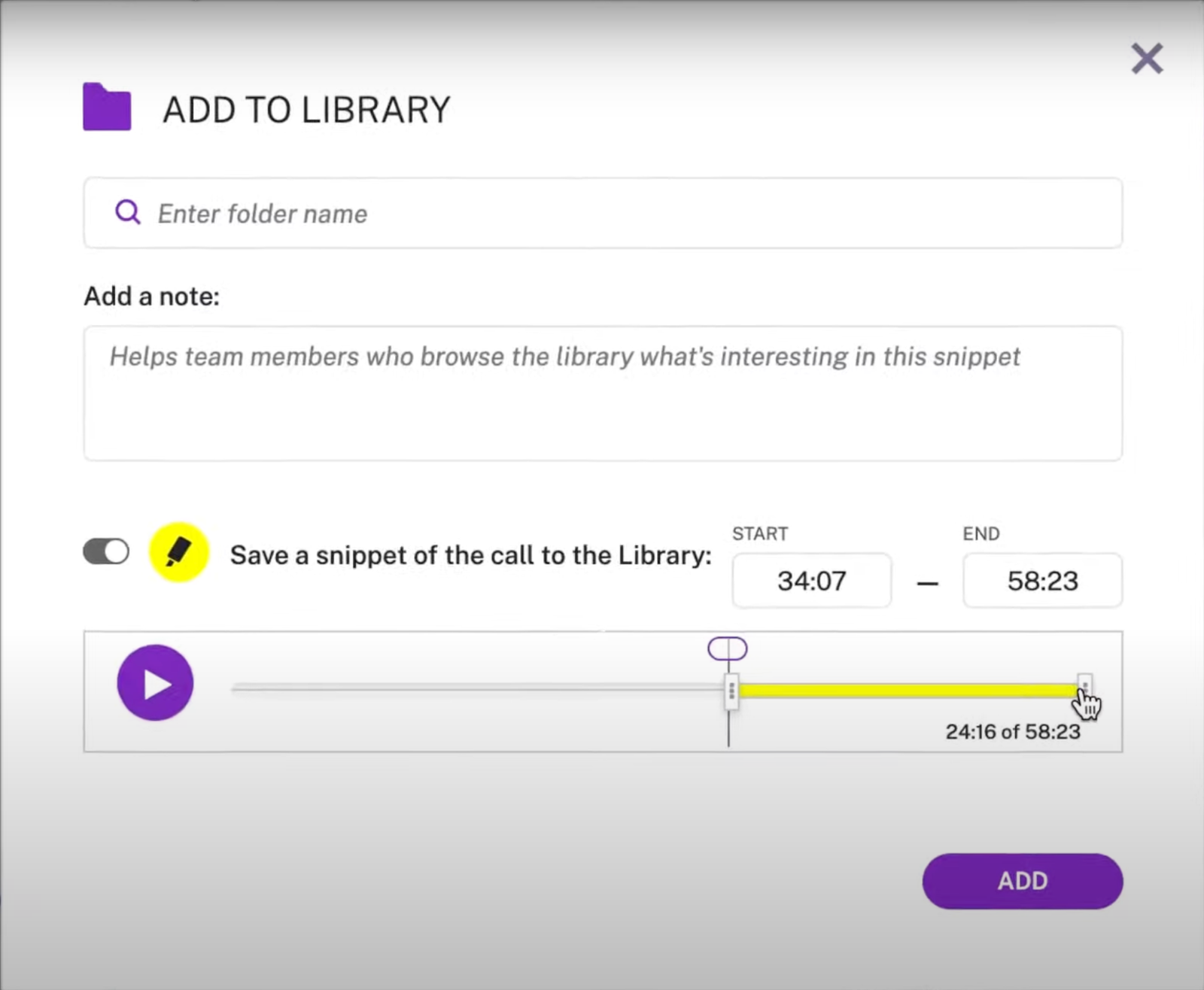 A screenshot of a call recording in Gong.io