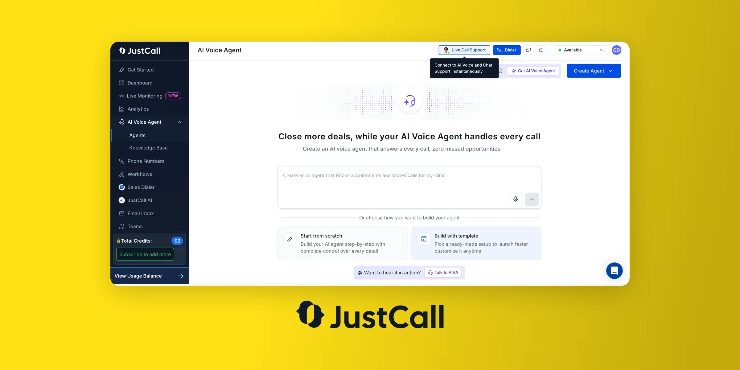 JustCall AI voice agent - Aircall alternative