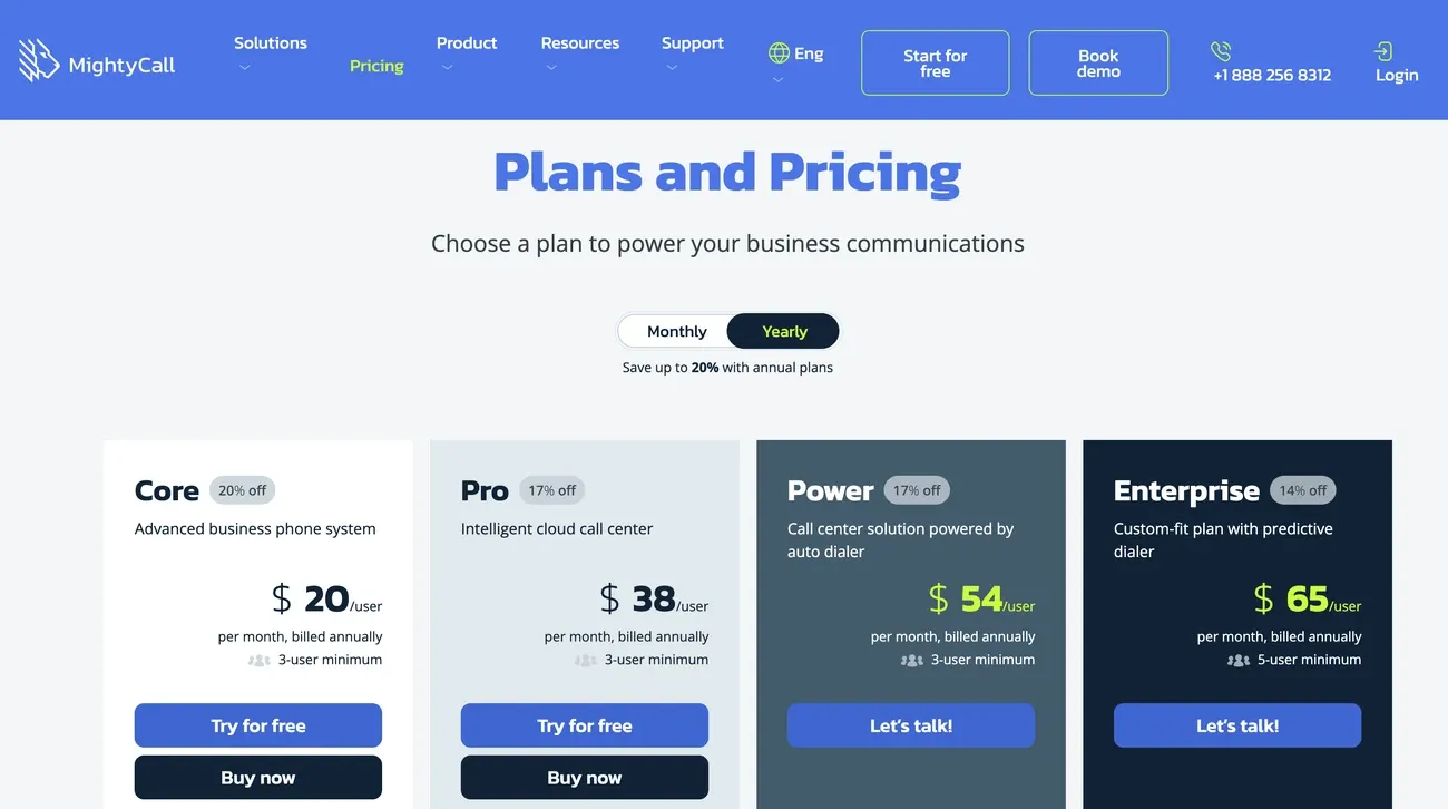 MightyCall pricing