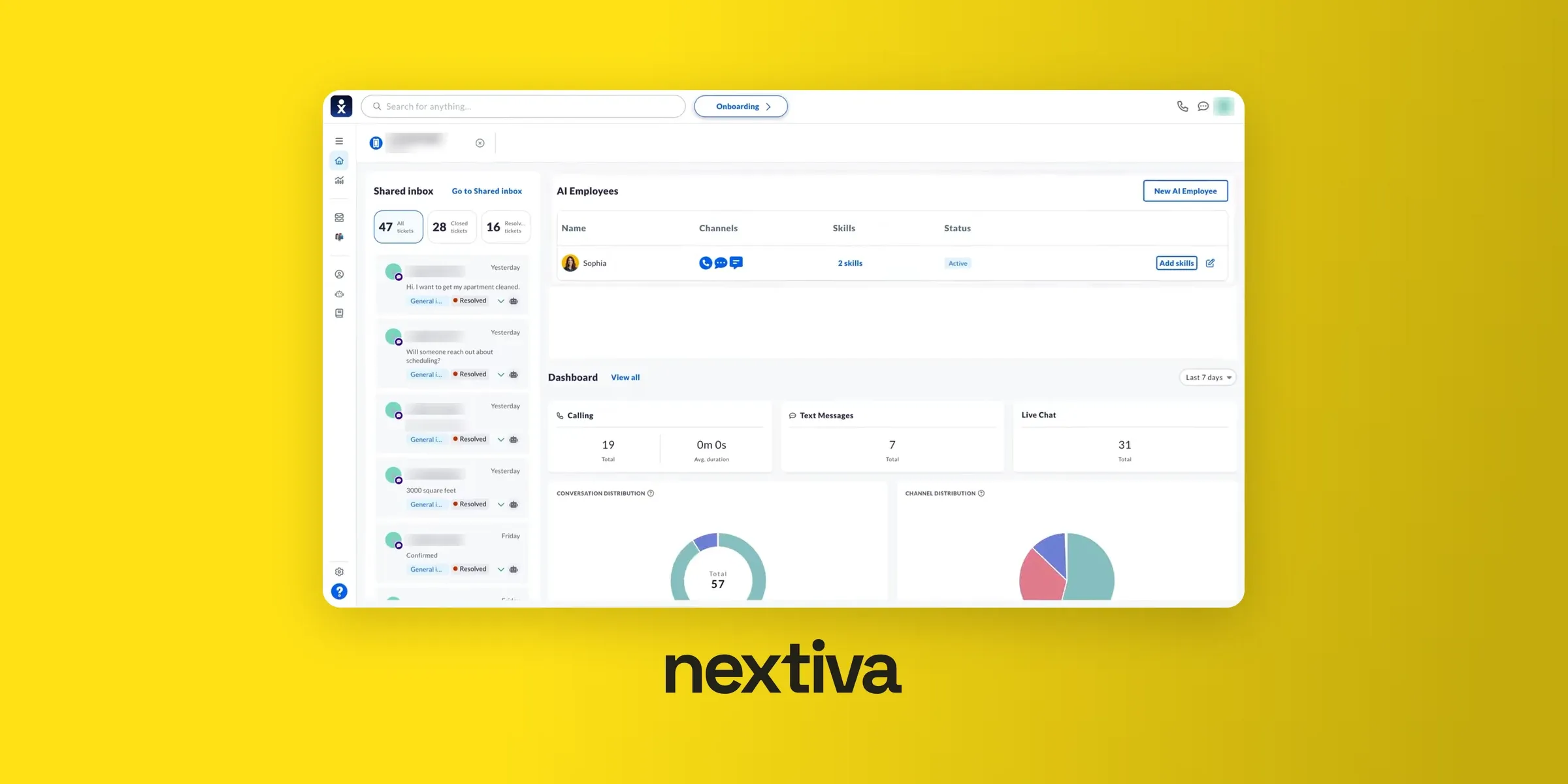 Nextiva XBert platform screenshot