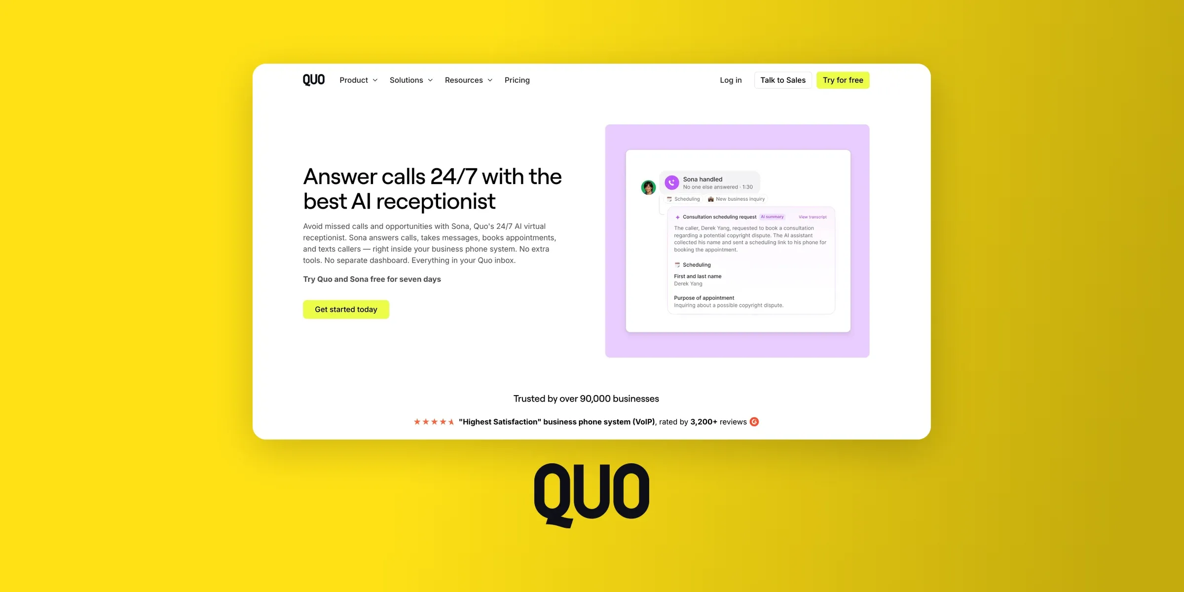 Quo AI receptionist