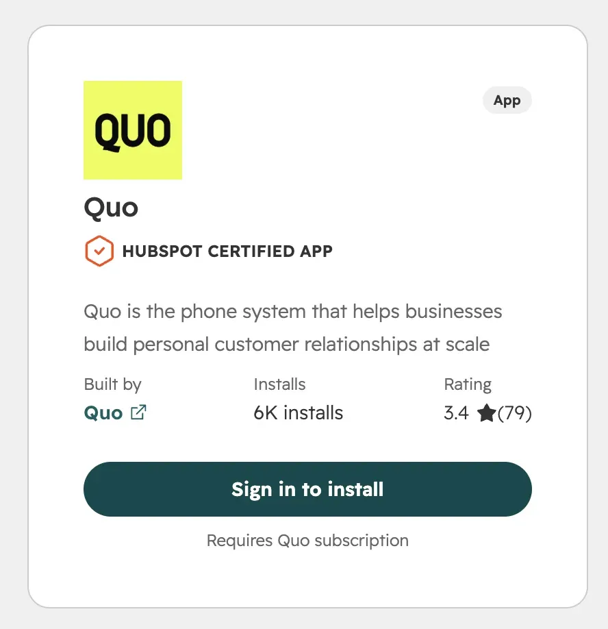 Quo Hubspot rating