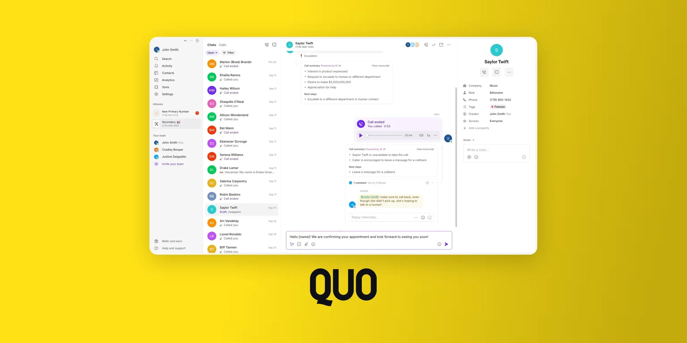 Quo virtual phone system
